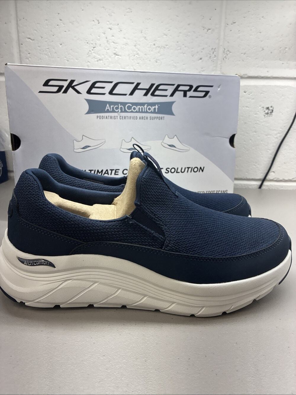 New Skechers Men's Arch Comfort Flex Everyday Sneaker, 66751S Navy Size 8